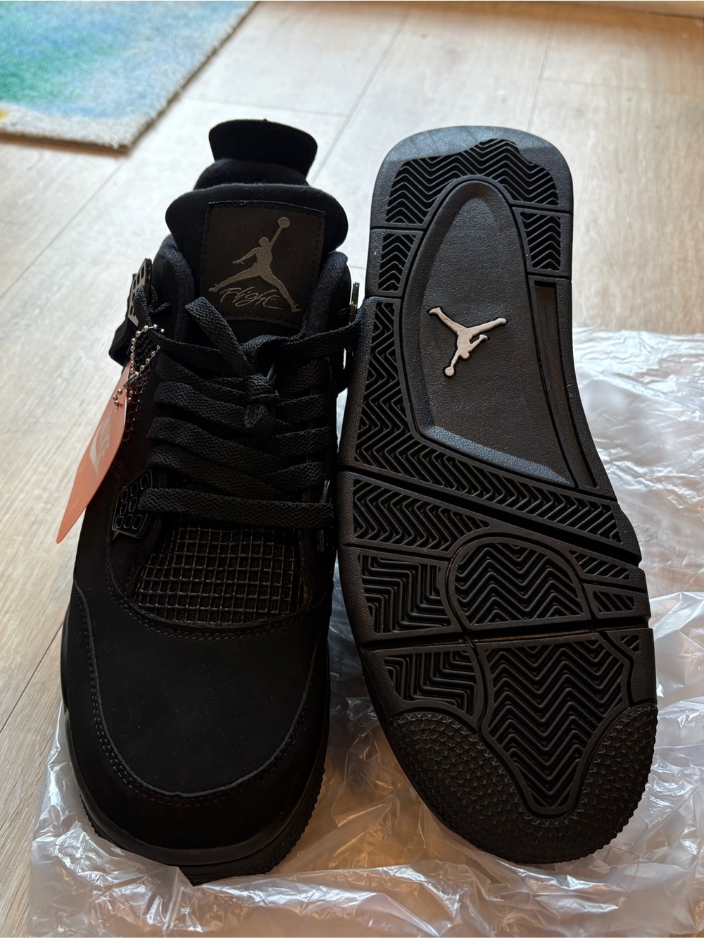 Jordan Black Men's Retro Basketball Sneakers with White Jumpman